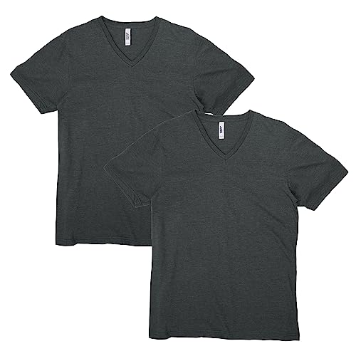 T-shirt V CVC American Apparel Heather Charcoal x2