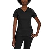 Landau Proflex Tailored Fit Stretch 3-Pocket Mock Wrap Scrub Top for Women 4161 Black