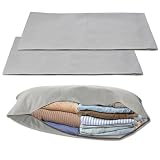 2pcs XL Zippered Storage Pillowcase, 40'' x 20'' RV Camper Dorm Tiny Home Boat Inside Organization, Clothes Bedding Blankets Storage, Small Space Storage Pillow Covers for Couch Sofa Bed Home Decor