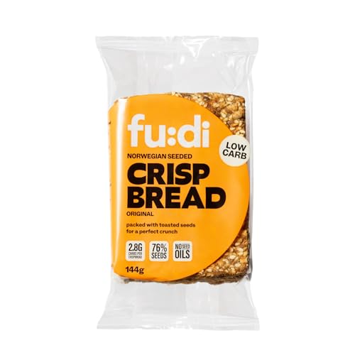 fu:di - Norwegian Seeded Crispbread - Keto Crackers, Savoury Biscuits, With Pumpkin, Sesame and Sunflower Seeds, High Fibre (144g)