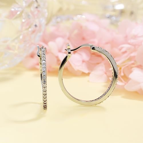 Nova&Aria 925 Sterling Silver Hoops Big Round Loops Earrings Paved Zircon Halo Cz Women Ear Jewelry 25Mm -08 #TOP5