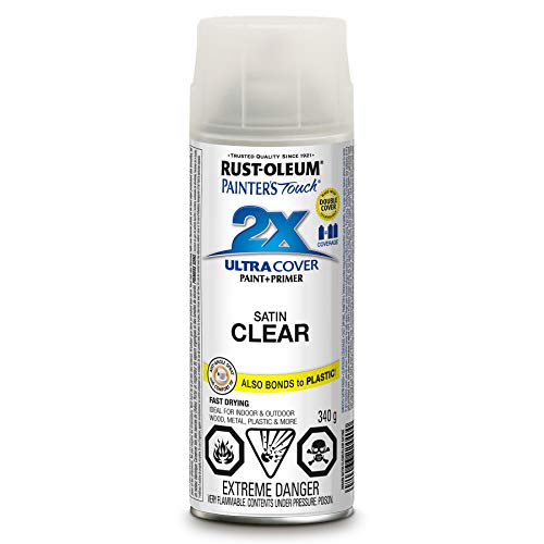 Rust-Oleum Painter's Touch 2X Ultra Cover Spray Paint - Satin Clear, 1 count (pack of 1), 340 ml