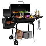 Royal Gourmet CC1830S 30' BBQ Charcoal Grill and Offset Smoker | 811 Square Inch cooking surface, Outdoor for Camping | Black