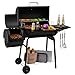 Royal Gourmet BBQ Charcoal Grill and Offset Smoker, 30'' L, 800 Square Inch, Outdoor for Camping, Black