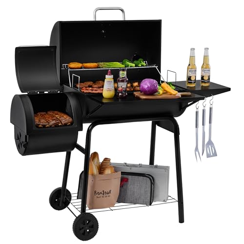 Royal Gourmet CC1830S 30' BBQ Charcoal Grill and Offset Smoker | 811 Square Inch cooking surface,...