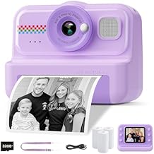 HiMont Kids Camera Instant Print, 1080P HD Instant Print Camera for Kids with 3 Rolls Print Paper & 32GB Card, Selfie Digital Camera for Kid, Ideal Kid Toys Gifts for Boys & Girls Age 3-14 Purple