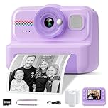 HiMont Kids Camera Instant Print, 1080P Instant Print Camera for Kids with 32GB Card & 3 Rolls Paper, Selfie Digital Camara, Funny Toys Gifts for Boys & Girls Age 3-12 (Purple)