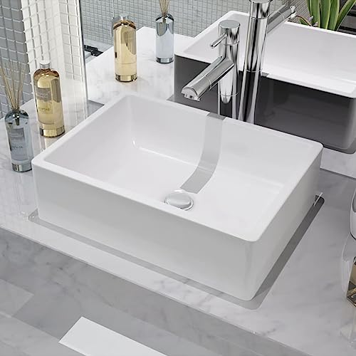 vidaXL Waschbecken Keramik Wei&szlig; Waschschale Waschtisch Aufsatzwaschbecken