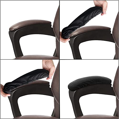 Office Chair Arm Armrest Covers – Stretchable Slipcover Protector Sleeve For Computer Gaming Desk Rotating Chairs Easy Install & Clean, Comfortable (Matt Black, 1 Pair) #TOP2