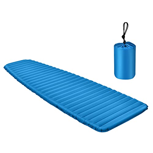 GYMAX Matelas de Couchage Gonflable de Épaisseur 7 CM pour 1 Place Ultraléger, Lit de Camping Pneumatique Imperméable et Confortable pour Camping, Voyage, Randonnée