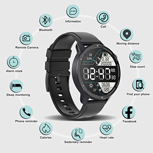 Naudug Smart Watch For Men Women ,Phone Call(Make & Answer) Smartwatch,Ip68 Waterproof,Fitness Tracker, Pedometer,Message Notification,Music Player,Health Monitor,Compatible With Ios Android Phones #TOP2