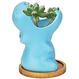 maceteros azules 🎁 【Gran regalo】 La maceta de hipopótamo no solo puede decorar y almacenar cosas, las macetas son un gran regalo para familiares y amigos. Una idea de regalo perfecta para un cumpleaños, aniversario, boda, Navidad y Año Nuevo. Representan un buen comienzo para mañana.