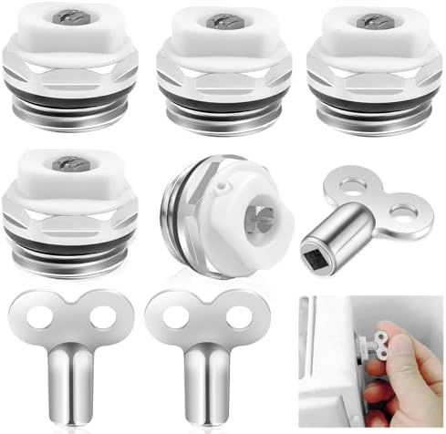 5 Stück Heizkörper Entlüftungsventile | Messing Ventile Mit Entlüftungsschlüssel 1/2 Zoll