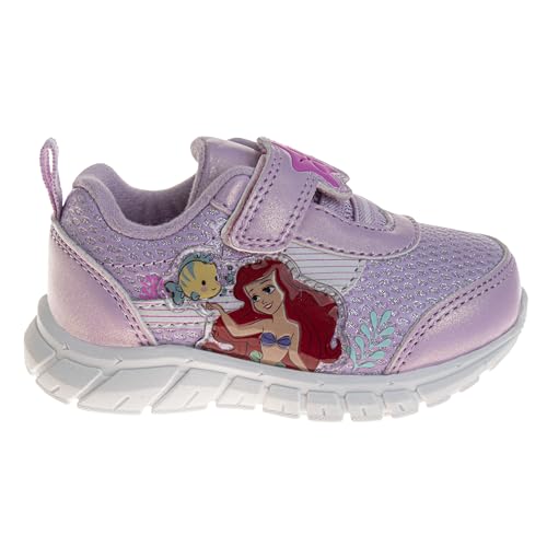 Disney Character Strap Shoes for Baby Girls - Little Mermaid Ariel Comftable Lightweight Sneakers (Size 2-4 Infant 5-6 Toddler)2