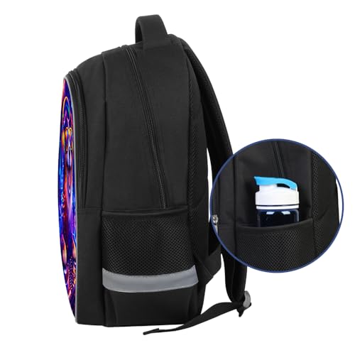 ZRENTAO DJ Cat Galaxy Backpack for Kids Boys Girls, 17" Colorful Headphone Kitty School Bag, Large Capacity Bookbag with Laptop Compartment, Lightweight Student Backpack for Elementary School by ZRENTAO - Used condition - Image 9