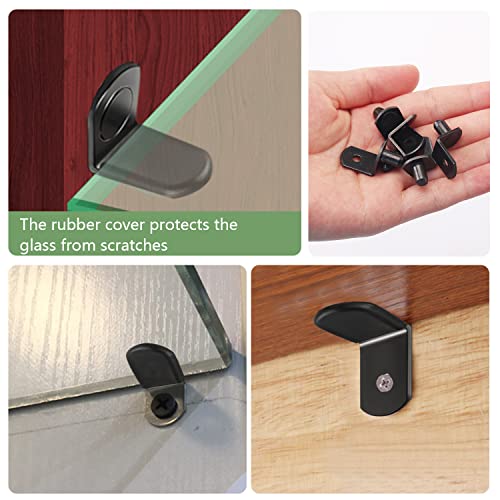Black-50Pcs Plated Steel L-Shelf Support Pegs, 1/4" L-Shaped Bracket Style Cabinet Shelf Support Pegs With Rubber Sleeve, For Kitchens Support & Shelves #TOP3