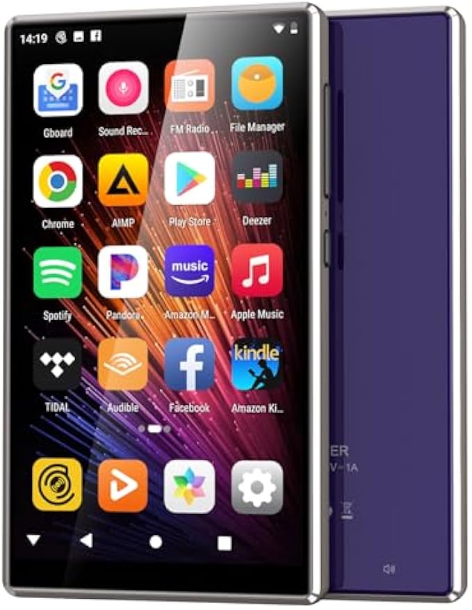 80GB MP3 Player with Bluetooth and WiFi, Android Streaming Music Player with Spotify, Amazon Music, Pandora, Audible, 4.7" Mp4 Music Player and WiFi with App, up to 512GB (Purple)