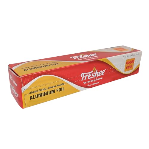 Image of Freshee 105000sqcm Aluminium Silver Kitchen Foil Roll Paper Pack of 4|Disposable Food wrap for Fresh Food