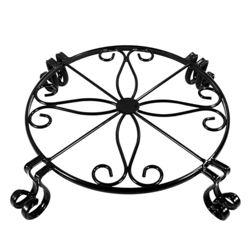 Happyyami アイアン製プランタースタンド 小型 黒色 屋外対応 通気性良好 ガーデン用 花台 植木鉢ホルダー おしゃれな鉄製花台