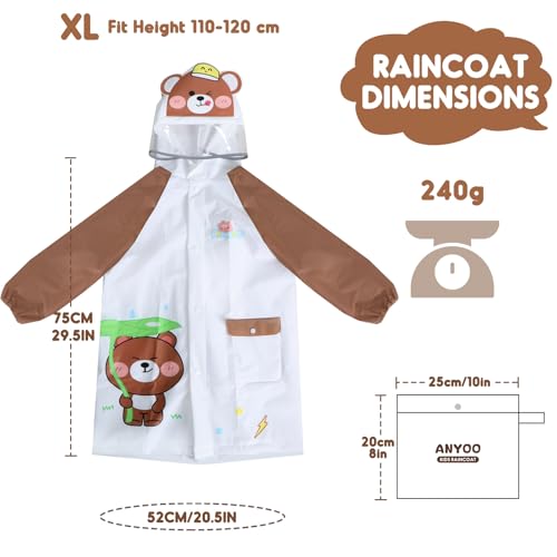 ANYOO Kids Rain Poncho with Hood Reusable Rain Jacket Lightweight & Durable Raincoats for Boys and Girls for Travel Outdoor2