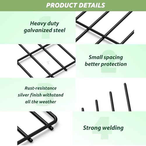 LIANTRAL 10 Stück Tier Barriere Zaun, Dekorativer Gartenzaun, rostfreier Metalldraht, Kein Graben-Zaun Patio-Grenze Tierzaun für Hunde Kaninchen im Freien Patio, 43 cm H x 3.3 m Gesamtlänge