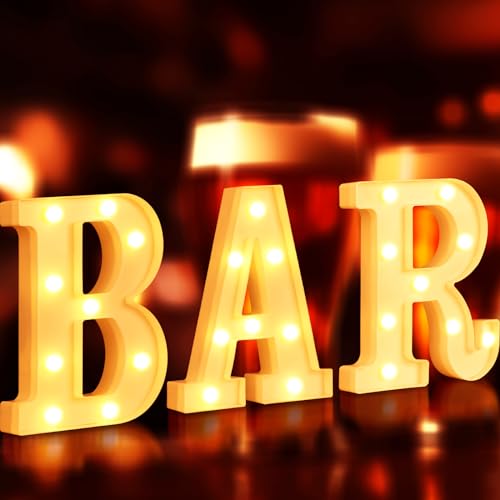 GPUSFAK BAR Marquee Light Up Letters - LED Letter Number Light Sign Decoration for Birthday Home Table Decor White by GPUSFAK - Image 7
