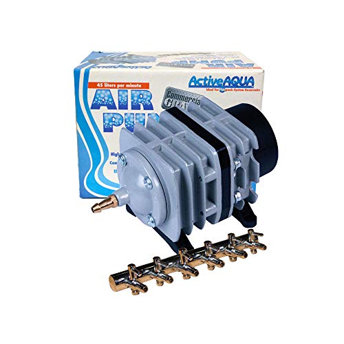 Hydrofarm AAPA45L Active Aqua Commercial, 6 Outlets, 20W, 45 L/min Air Pump, 45L, Silver - Thumbnail 4