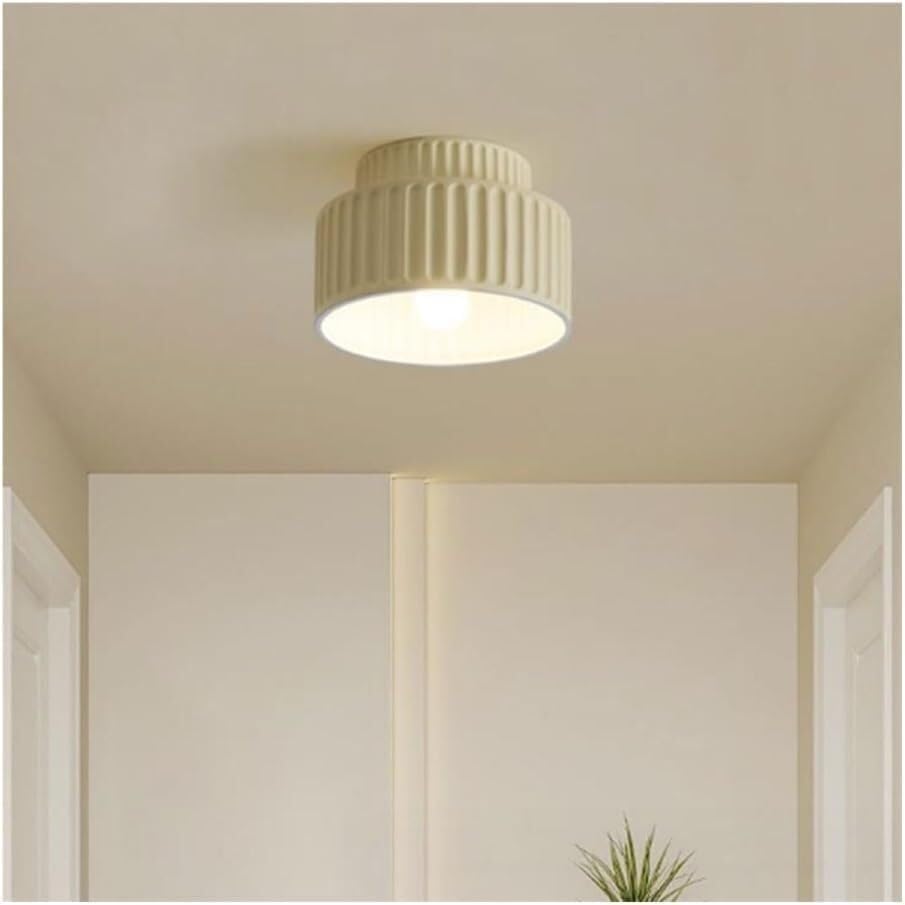 Nordic Colorful Cream Resin Ceiling Light Modern Flush Mount Ceiling Lamp E27 Base Ceiling Lighting Close to Ceiling Light Fixtures for Cloakroom Kitchen Porch Hallway Restaurant, White (Beige)