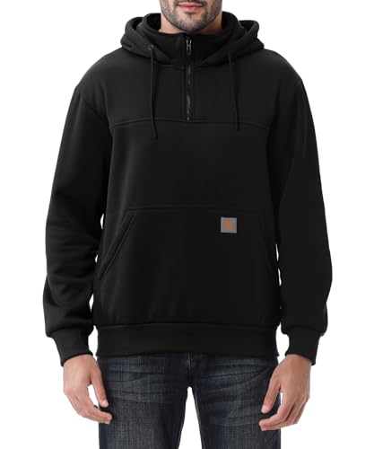 Men's Fashion Hoodies Sweatshirts Loose Fit Heavyweight Quarter-Zip Sweatshirt Fleece-Lined Pullover