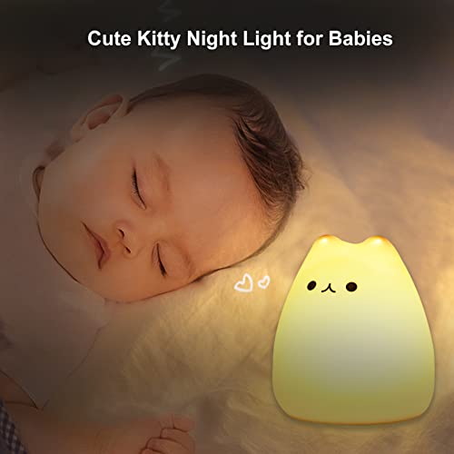 Zklili Cute Cat Lamp, Night Light For Girls Bedroom, Kitty Lamp Birthday Gifts For Kids Baby Toddler Teen Silicone Kawaii Nightlight Nursery Room Decor #TOP4