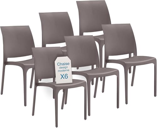 Tomaino - Chaise de cuisine en plastique - Lot de 6 chaises empilables avec accoudoirs pour...