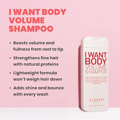 ELEVEN AUSTRALIA I Want Body Volume Shampoo for Women & Men - Volumizing & Thickening Shampoo for Fine Thin Hair, Adds Fullness & Thickness, Sulfate-Free Formula for Lightweight Hair