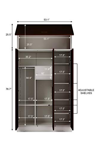 Image of Interio by Godrej Almirah Slimline 3-Door Steel Almirah, Cupboard for Clothes (Royal Ivory and Russet), 1-Year Warranty, 7 Shelves, with Over Head Unit, 1 Locker, Star Design Mirror