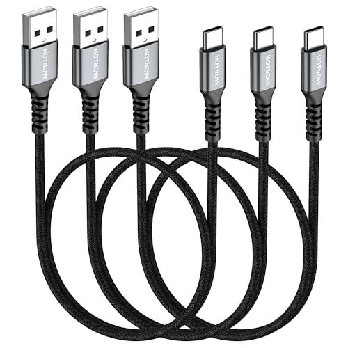 HOTNOW Cable USB C 50cm 3Pack, Cable USB Tipo C Carga Rápida 3A QC3.0 Nylon Trenzado para iPhone 16 15, Galaxy S25 S24 S9 A54, Note 9, Redmi Note 12 11, Google Pixel 9 8, Huawei P40 P30, iPad