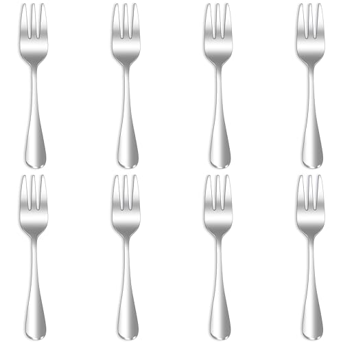 Qucher 8 Stück 14.5cm Kuchengabel,Dessertgabeln Edelstahl Set