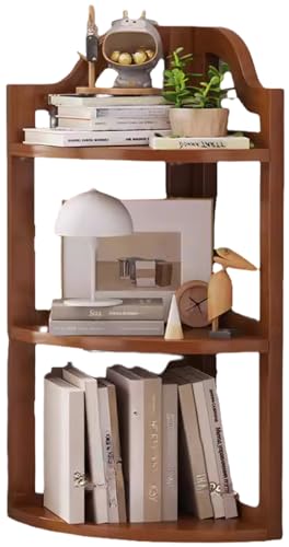 Youlinesデスクトップ本棚 小型 コーナー棚 デスク神器 竹製 二層 三層 簡易インストール ステーション小本棚 机 書斎 寝室 ?上壁際収納棚 低い 書架 多層収納 家庭用 オフィス用 (三層,ブラウン)