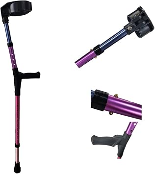 Forearm Crutches for Kids, Ergonomic Lightweight Aluminum Crutches, Height-Adjustable Walking Crutches, Applicable Height: 3' 6''~5' 2'', 1 Pair