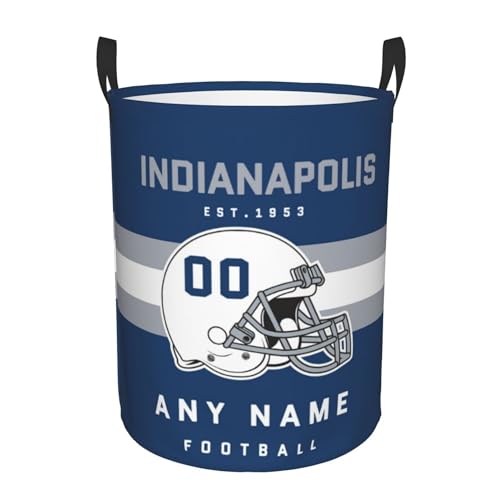 Custom Indianapolis Laundry Hamper - Personalized Football Style Laundry Basket - Customized Name And Number - Dirty Clothes Hamper Waterproof Large Capacity Hamper for Bedroom Bathroom Living Room