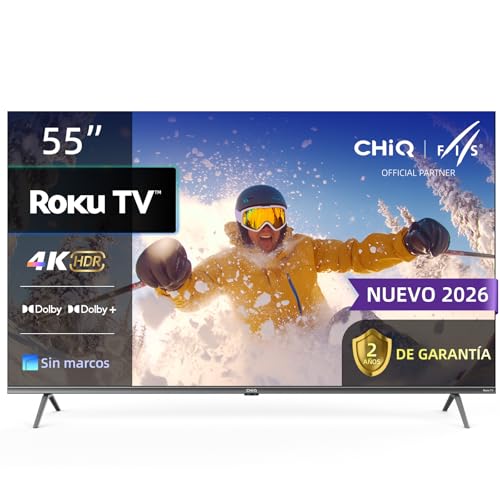 La Mejor Selección de pantalla atvio 55 pulgadas 4k - los más vendidos. 50 CHiQ Television 55U721XR ROKU Pantalla 55 Pulgadas Smart TV 4K HDR con WiFi, Aplicación Móvil, Audio Dolby, Diseño Ultra Delgado Sin Marco Metálico, Compatible con Apple...