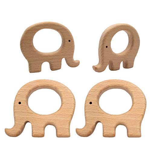 10Pcs Natural Wooden Elephant Pendant Pure Natural Beech Wood Animal Shape For Handmade Necklace/Bracelet (Fat Elephant 10Pcs) #TOP2