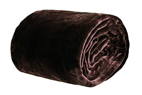 Vivalon Solid Color Ultra Silky Soft Heavy Duty Quality Korean Mink Reversbile Blanket 8 Lbs Queen Chocolate Brown #TOP2