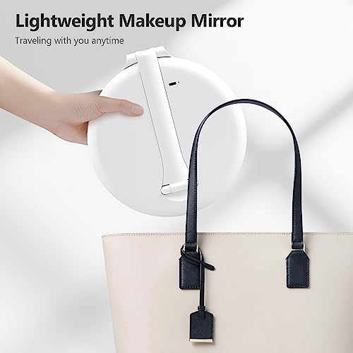 Wrsngh Travel Makeup Mirror With Lights, Vanity Mirror With 3 Color Lighting Modes, Rechargeable 2000Mah Batteries, Portable Lighted Makeup Mirror, Adjustable Brightness, Touch Control, Gifts For Her #TOP5