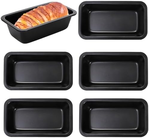 Lawei 6 Piece Non-Stick Mini Loaf Pan - 3.5 x 6 Inch Carbon Steel Bread and Toast Mold, Little Bakeware Pans for Banana Bread, Breads, Small Cakes and Individual Meatloafs