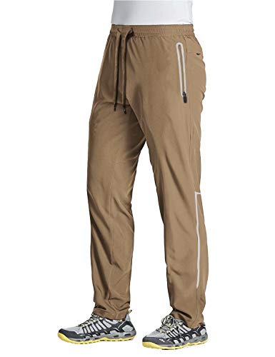 Image of MAGCOMSEN Men's Workout Gym Joggers with Zipper Pockets Reflective Visibility Quick Dry Running Pants Sweatpants