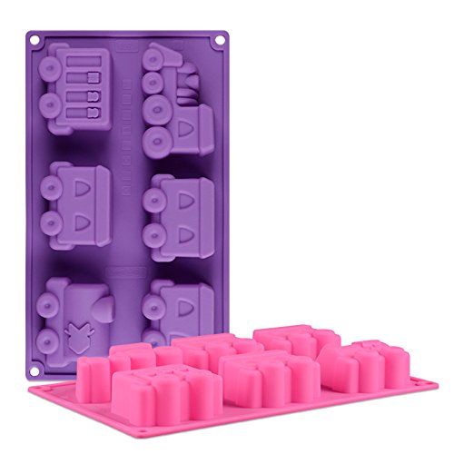 6-Cavity Train Shaped Silicone Moulds, RoseFlower Non Stick Cake Tray Baking Mold for Chocolate Candy Jelly Sweets Cake Ice Cube Soap -DIY Decorating Tools Birthday Party Christmas
