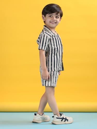 Image of POLKA TOTS 100% Cotton Half Sleeve Shirt and Shorts Combo for Boys | Co-Ord Set for Kids | Summer Wear Dress for Toddlers | Breathable & Skin-Friendly Boys Clothes | Trendy Summer Outfit & Beach Wear