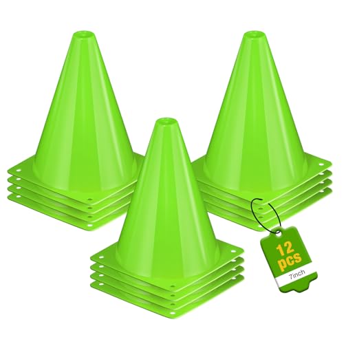 ZKNDRHJO 12pcs Cones 7 Inch Green Soccer Cones and Plastic Traffic Cones Durable Cones for Sports Training Ideal for Soccer Basketball Skating and Agility Drills Practice St. Patricks Day Decorations