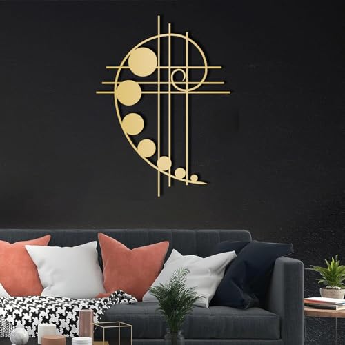 Flyoak Metal Wall Decor - Geometrical Metal Wall Decor, Golden Ratio Metal Wall Art, Geometric Metal Wall Art, Fibonacci Wall Art, Geometric Wall Decor (Gold, 53"x39"|135x99cm)
