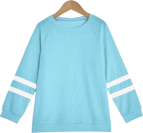 Image of Apbondy Girls Shirts Casual Long Sleeve Crewneck Loose Striped Sweatshirts Pullover Tops