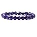 Natural Faceted African Amethyst Handmade Gemstone 8mm Round Beads Elastic Bracelet 7" Unisex